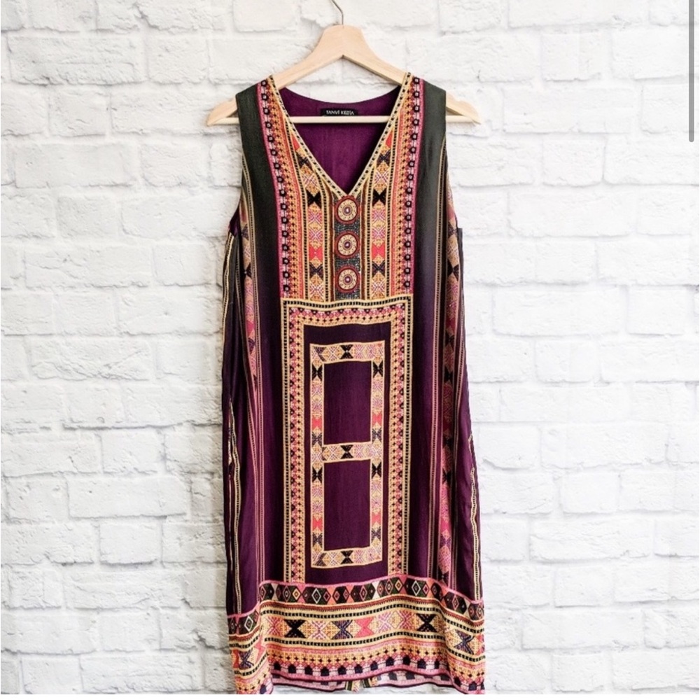Anthropologie TANVI KEDIA rich multi colored Rayon shift dress - Picture 10 of 12